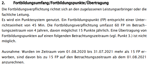 Physiotherapie Rahmenvertrag 2021  Fortbildung
