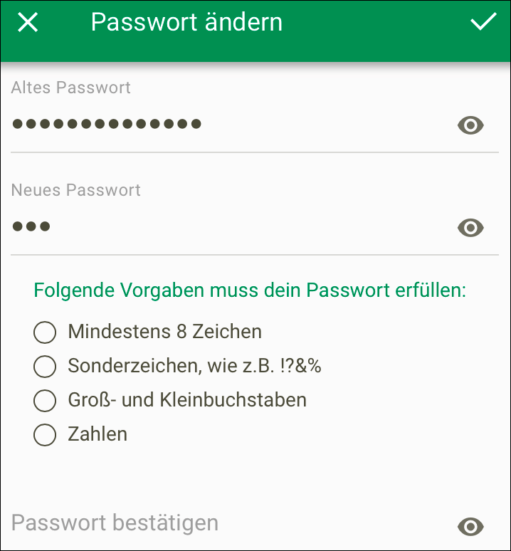 Wie ändere ich mein Passwort in der TERMINHELD APP?
